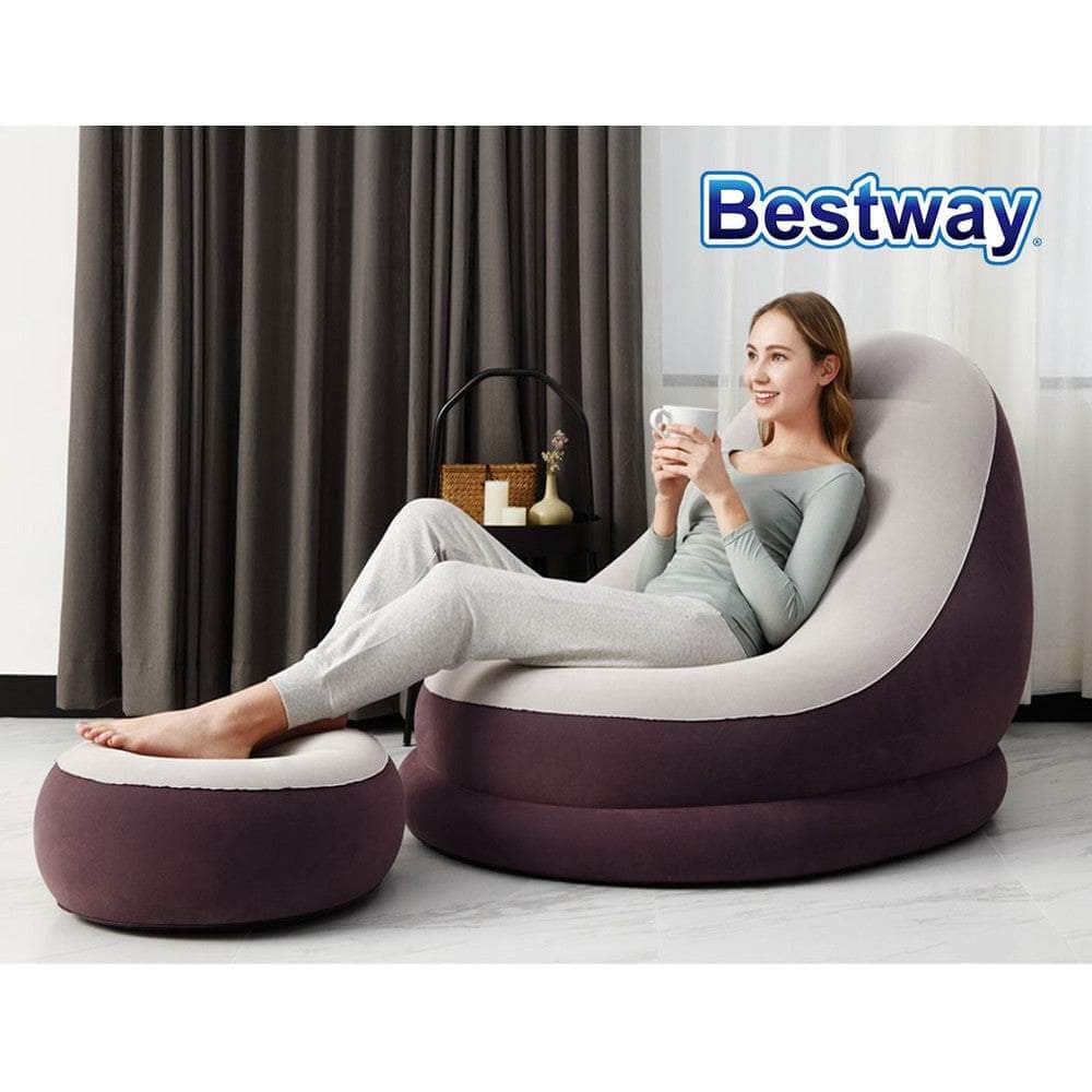 Inflatable Air Chair Seat Couch Lazy Sofa Lounge Ottoman Purple/Blue