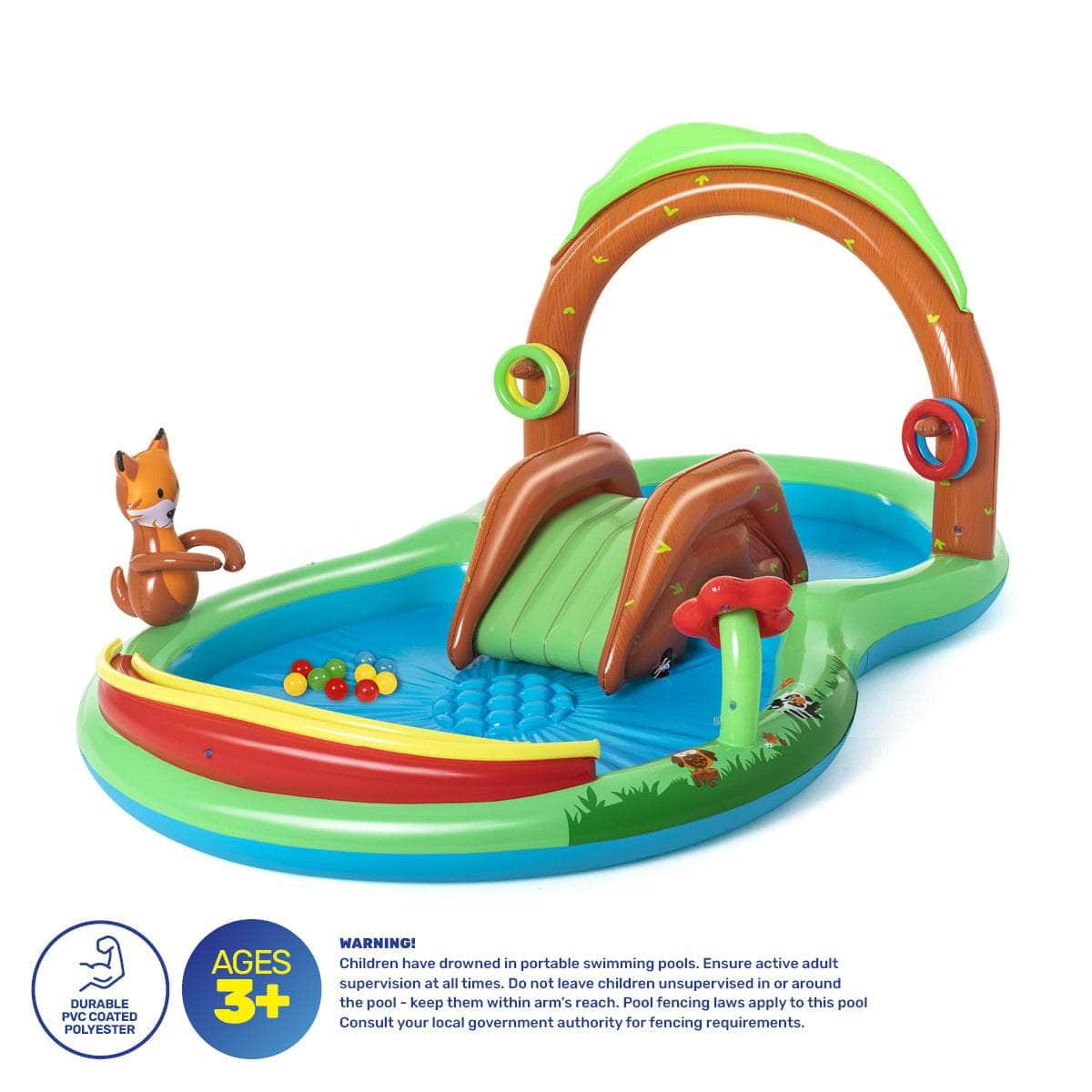 Inflatable Friendly Woods Water Fun Park Pool & Slide 214L