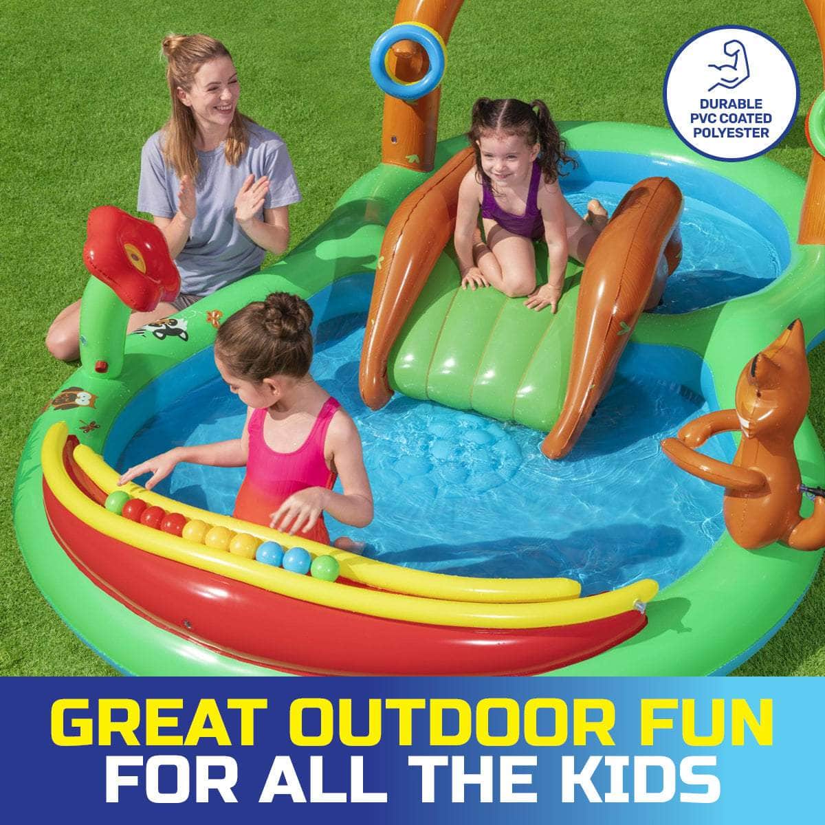 Inflatable Friendly Woods Water Fun Park Pool & Slide 214L
