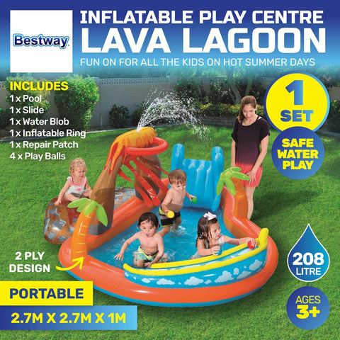 Inflatable Lava Lagoon Water Fun Park Pool With Slide 208L