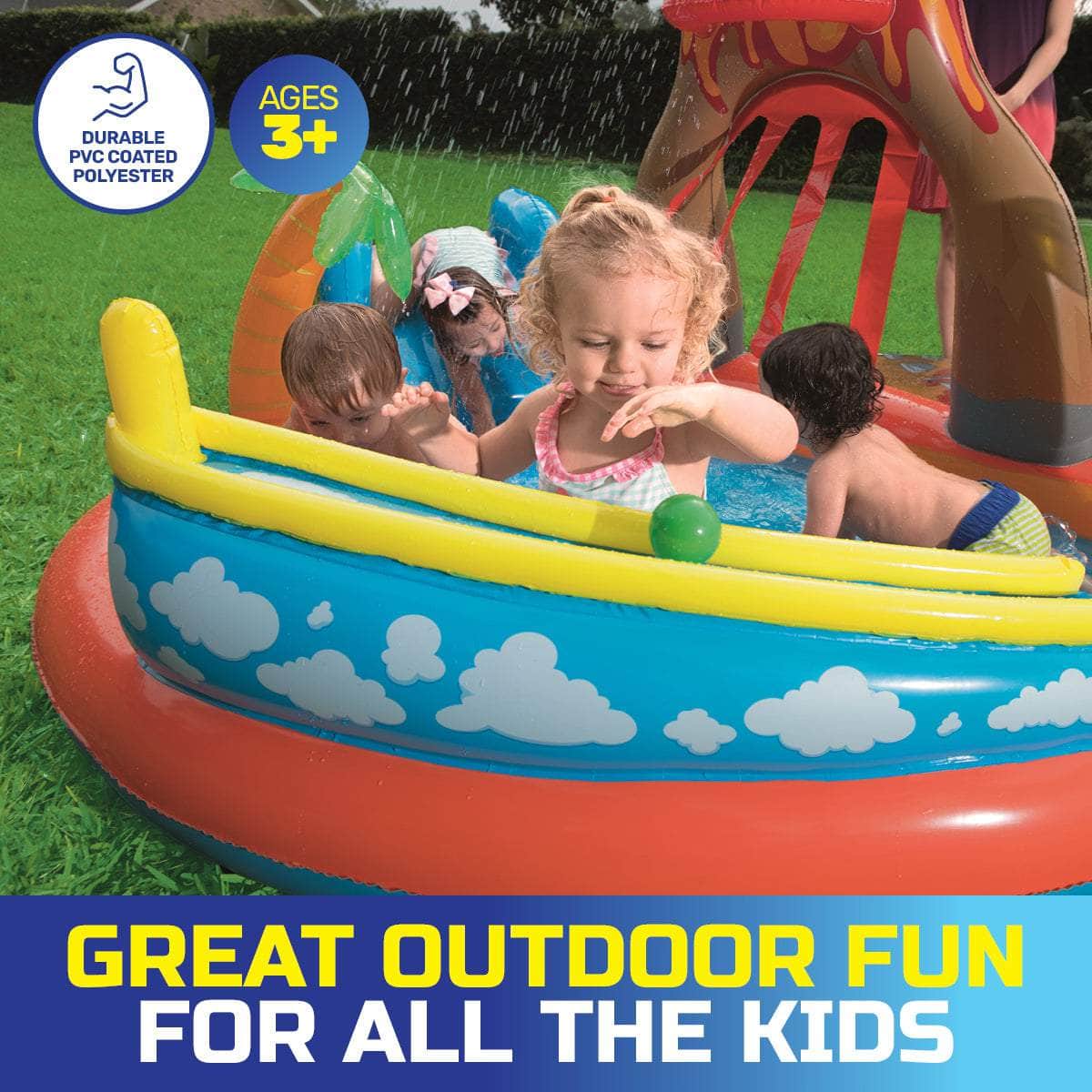 Inflatable Lava Lagoon Water Fun Park Pool With Slide 208L