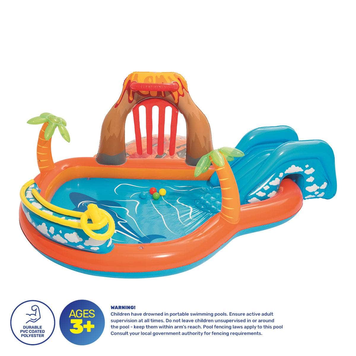 Inflatable Lava Lagoon Water Fun Park Pool With Slide 208L