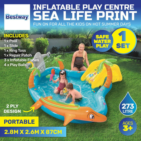 Inflatable Sea Life Water Fun Park Pool With Slide 273L