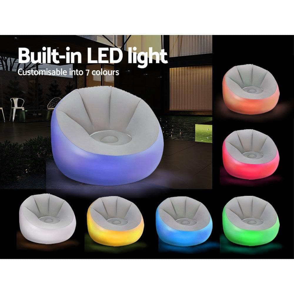 Inflatable Seat Sofa LED Light Chair Outdoor Lounge Cruiser 102cm x 99cm x 71m