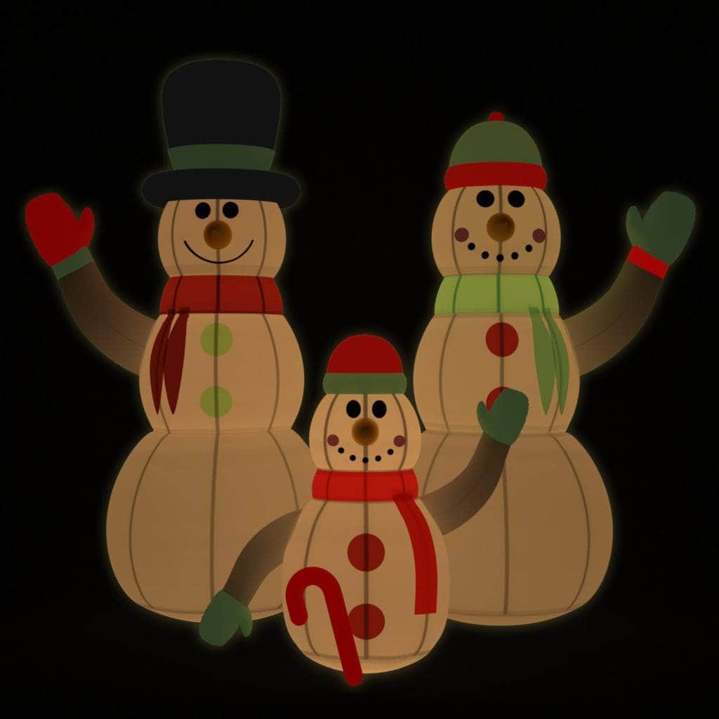 Inflatable Snowman Family with LEDs, Christmas Lighting