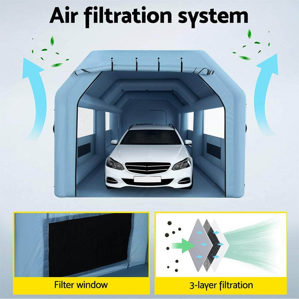 Inflatable Spray Booth Car Paint Tent Filter System 2 Blowers