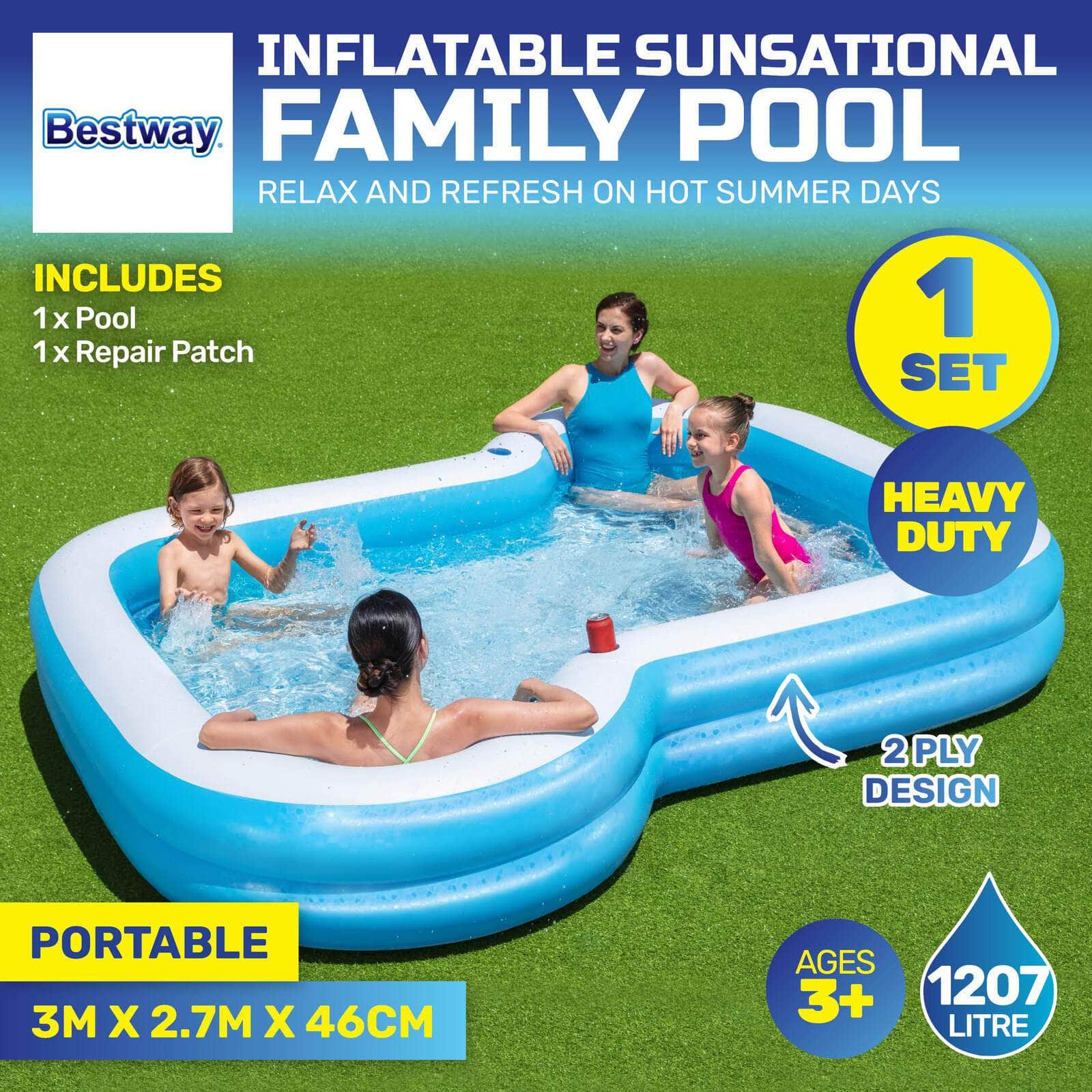 Inflatable Sunsational Family Pool Mosaic Printed Base 1207L