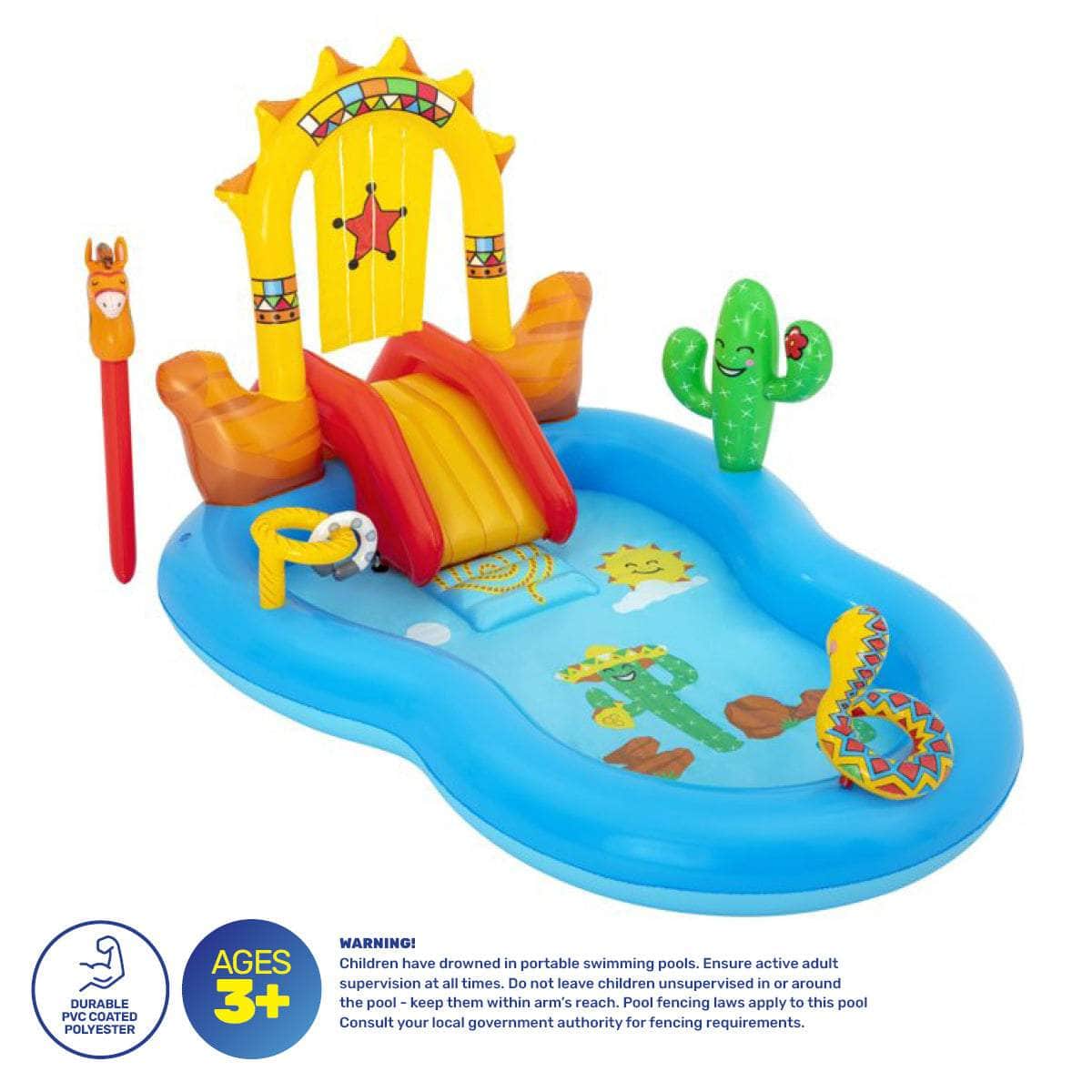 Inflatable Wild West Water Fun Park Pool With Slide 278L