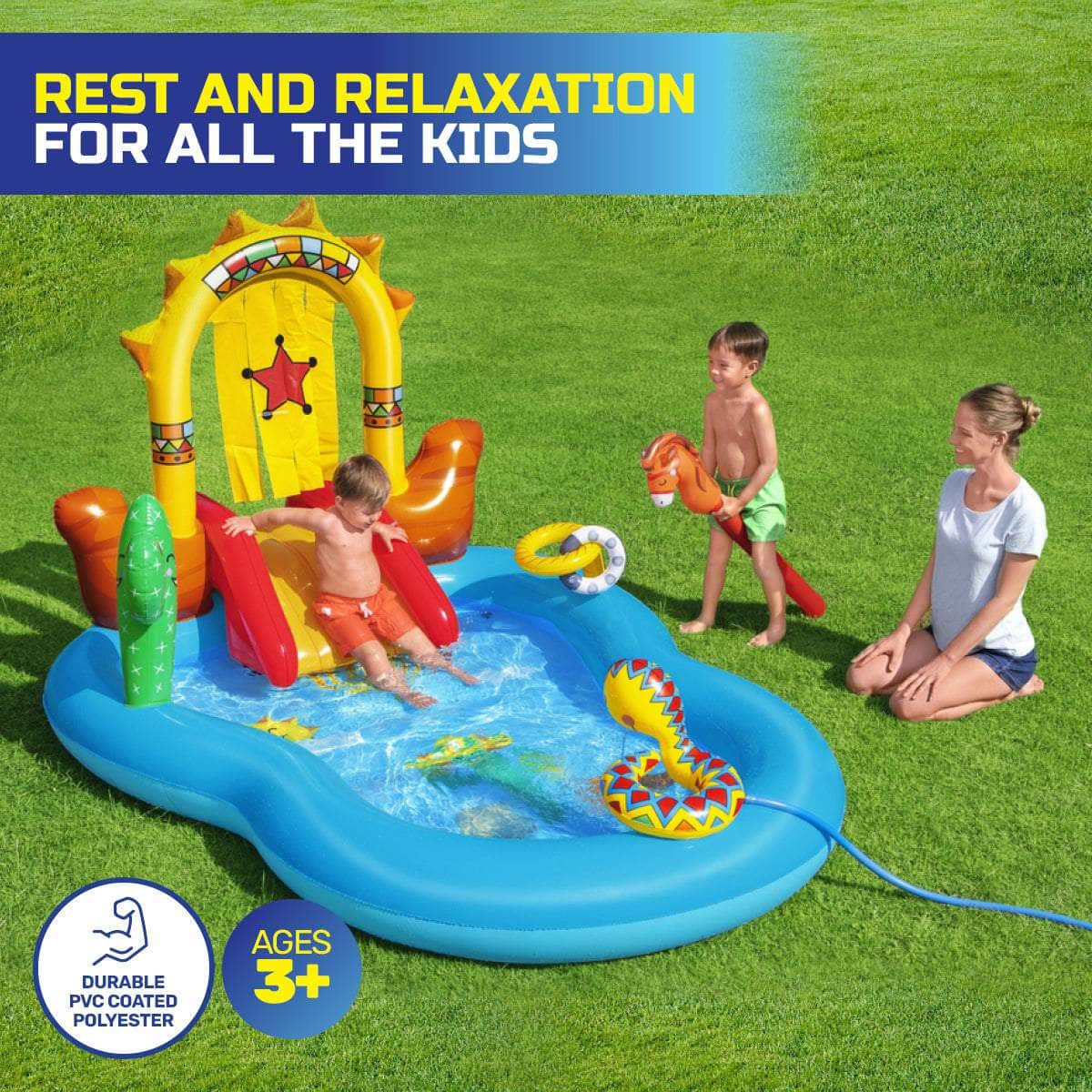 Inflatable Wild West Water Fun Park Pool With Slide 278L