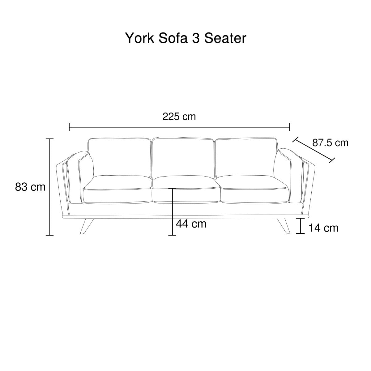 Beige Fabric 3-Seater Modern Lounge Sofa