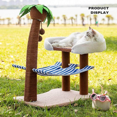 Innovative Wood Coconut Tree Hammock & Scratching Post