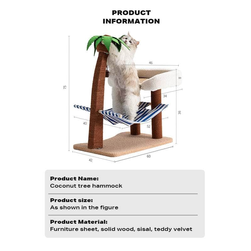 Innovative Wood Coconut Tree Hammock & Scratching Post