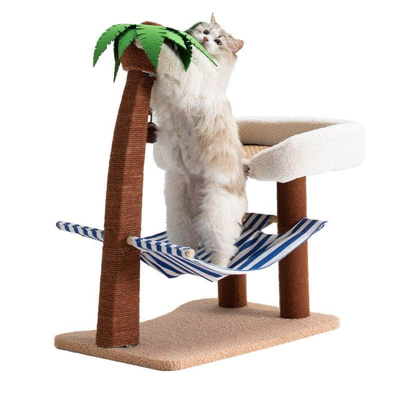 Innovative Wood Coconut Tree Hammock & Scratching Post