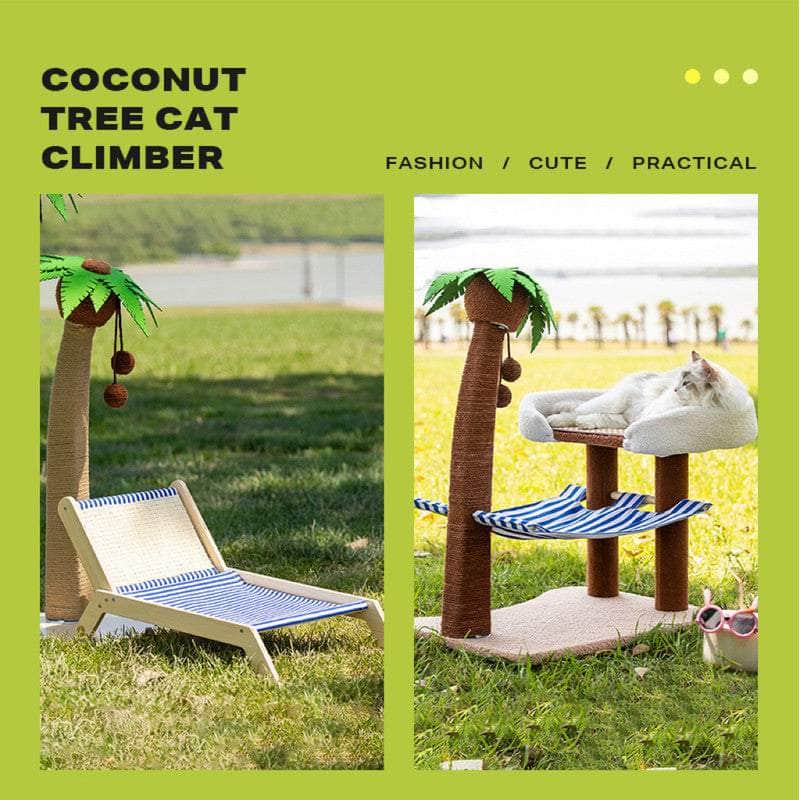 Innovative Wood Coconut Tree Hammock & Scratching Post