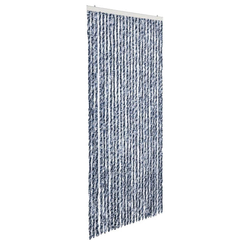 Insect Chenille curtain Blue, White and Silver