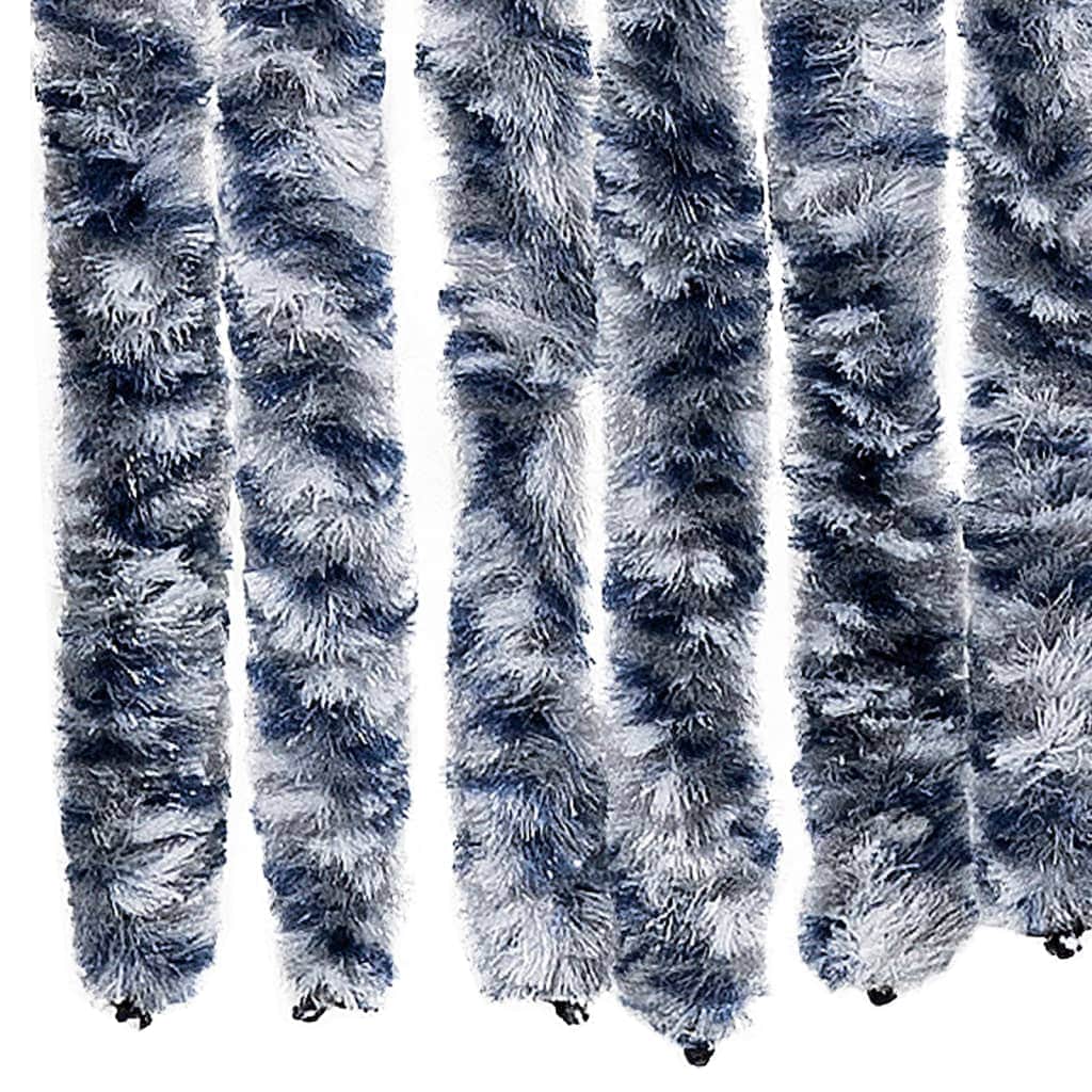 Insect Chenille curtain Blue, White and Silver