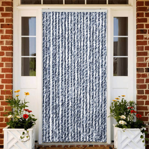 Insect Curtain Blue, White and Silver