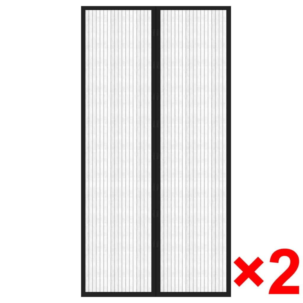 Insect Door Curtain  2 pcs Magnet Black