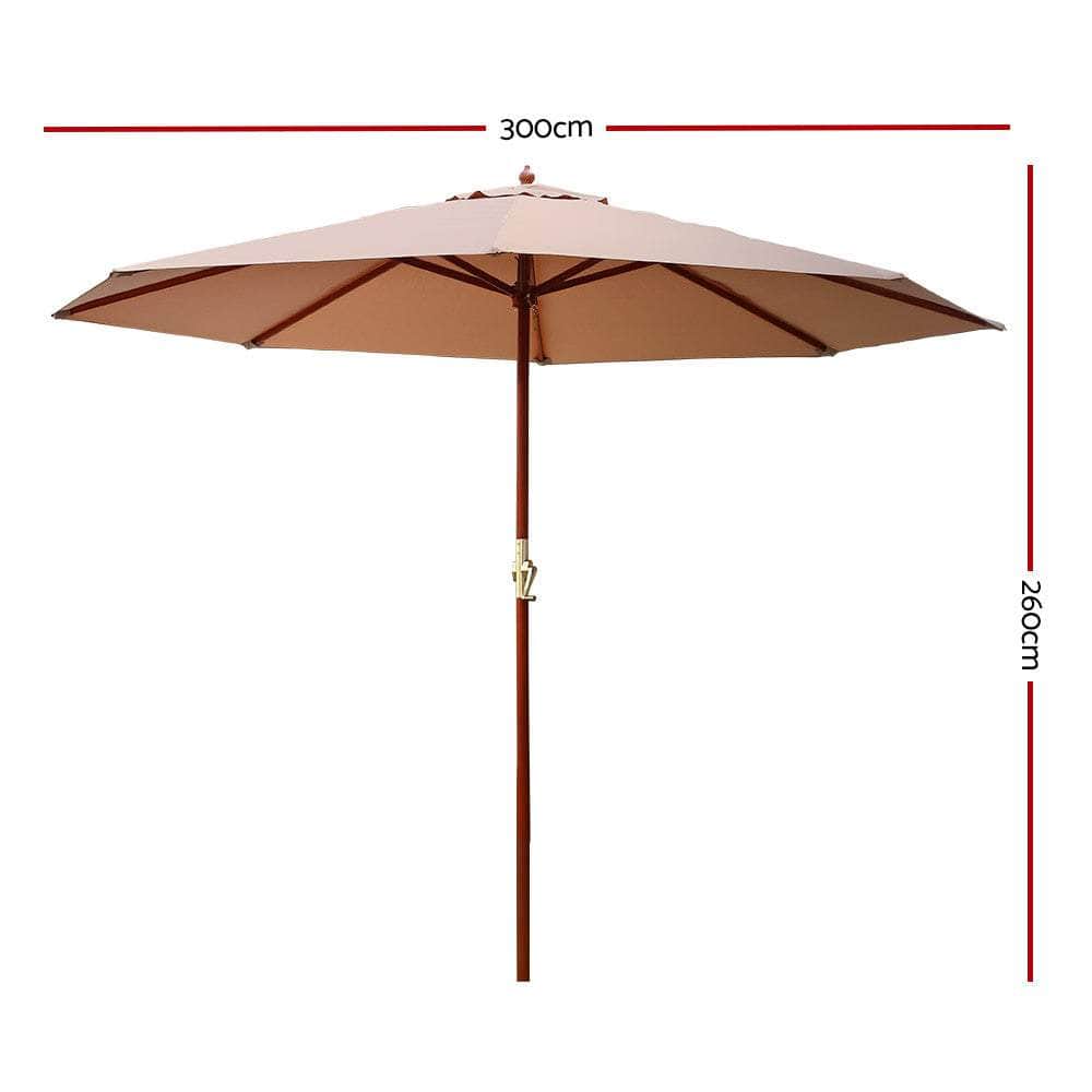 Instahut 3M Outdoor Pole Umbrella Cantilever Stand Garden Umbrellas Patio