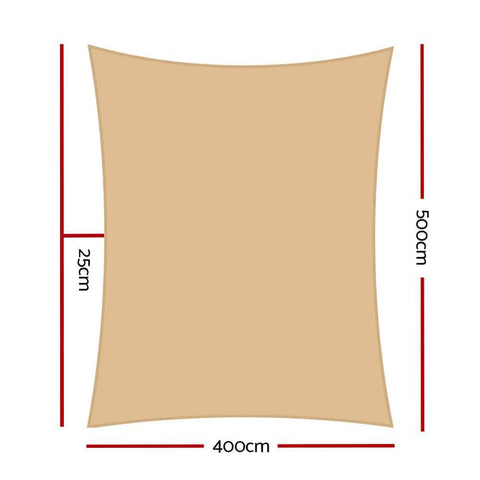 Waterproof Shade Sail 4X5M Rectangle Sand 95% Shade Cloth