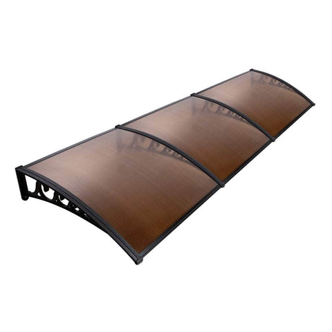 Window Door Awning 1Mx3M Brown Hollow Sheet Plastic Frame