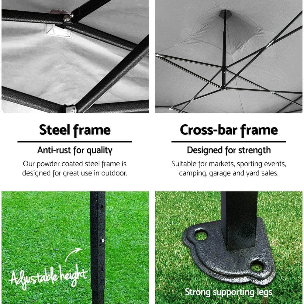 Instahut Gazebo Pop Up Marquee 3X3 Outdoor Wedding Base Pod Kit