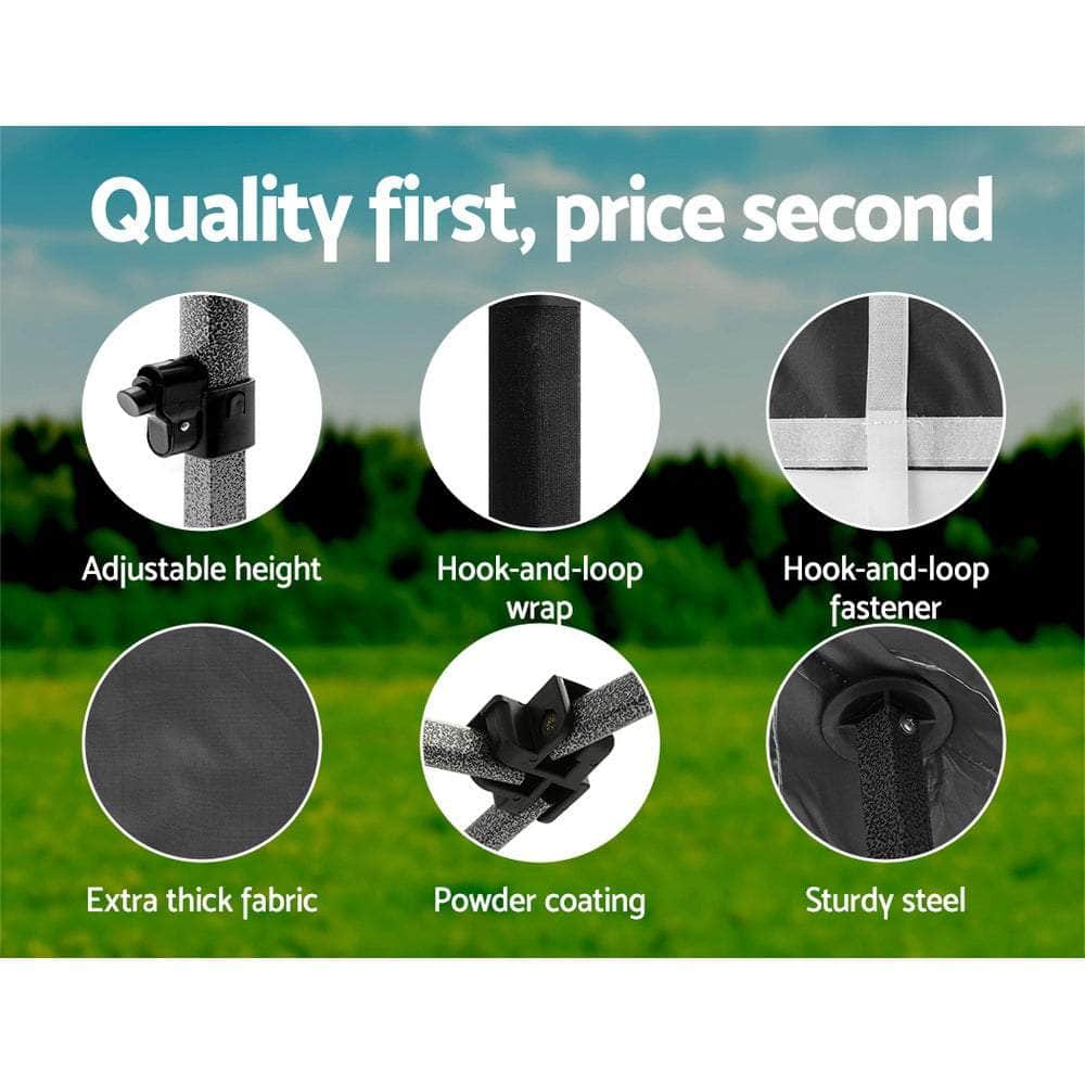 Instahut Gazebo Pop Up Marquee 3x3m Folding Wedding Tent Gazebos Shade Black