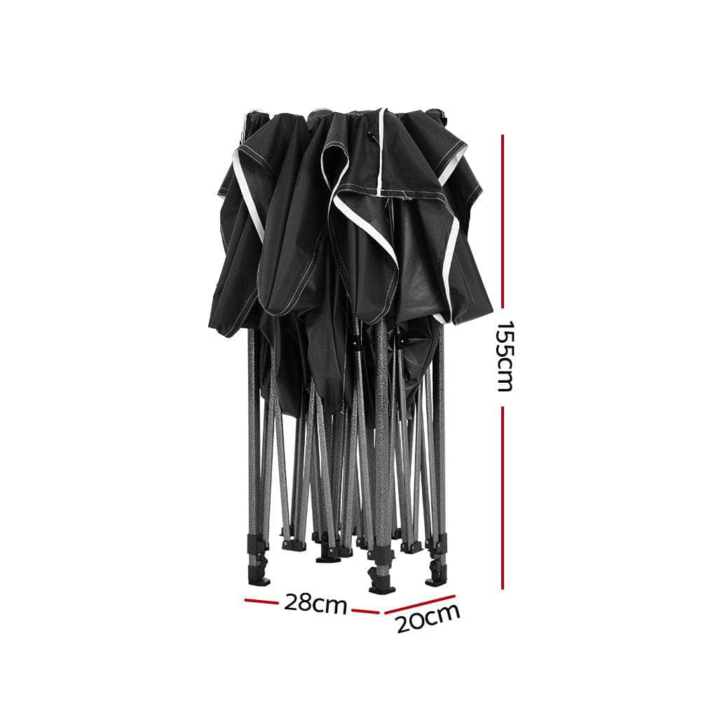 Instahut Gazebo Pop Up Marquee 3x4.5m Outdoor Tent Folding Wedding Gazebos Black