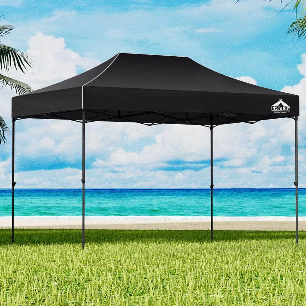 Instahut Gazebo Pop Up Marquee 3x4.5m Outdoor Tent Folding Wedding Gazebos Black