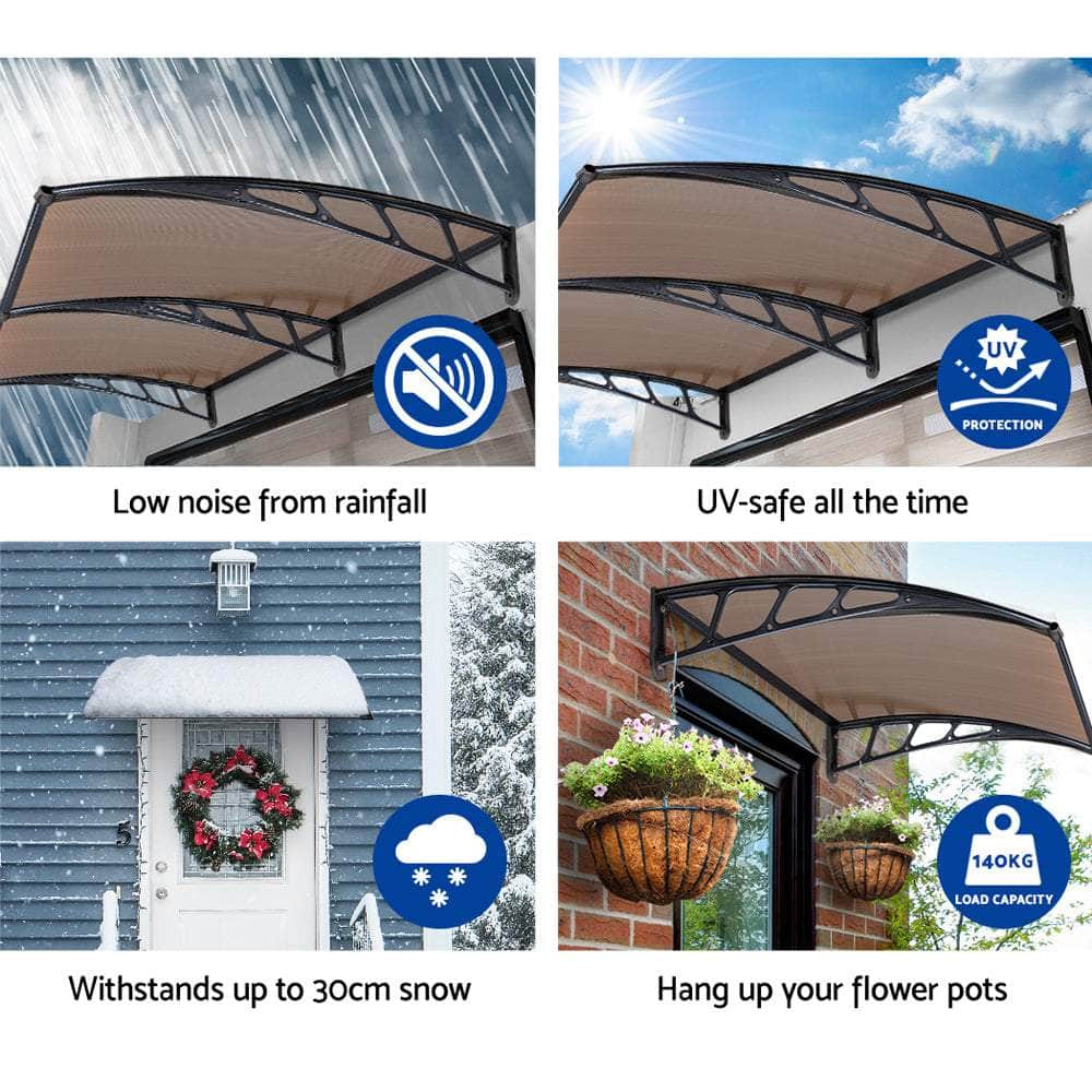 Instahut Window Door Awning Door Canopy Outdoor Patio Cover Shade 1.5Mx4M Diy Br