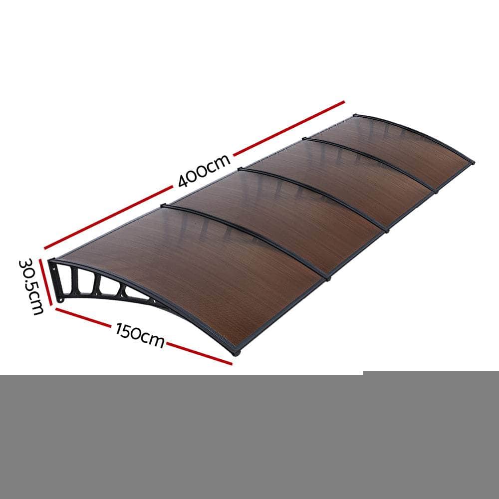 Instahut Window Door Awning Door Canopy Outdoor Patio Cover Shade 1.5Mx4M Diy Br