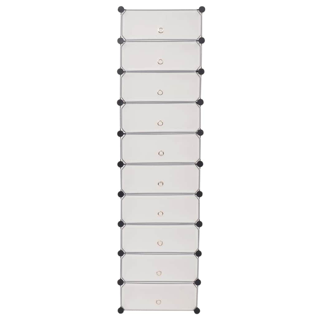 Interlocking Shoe Organiser with 10 Compartments White