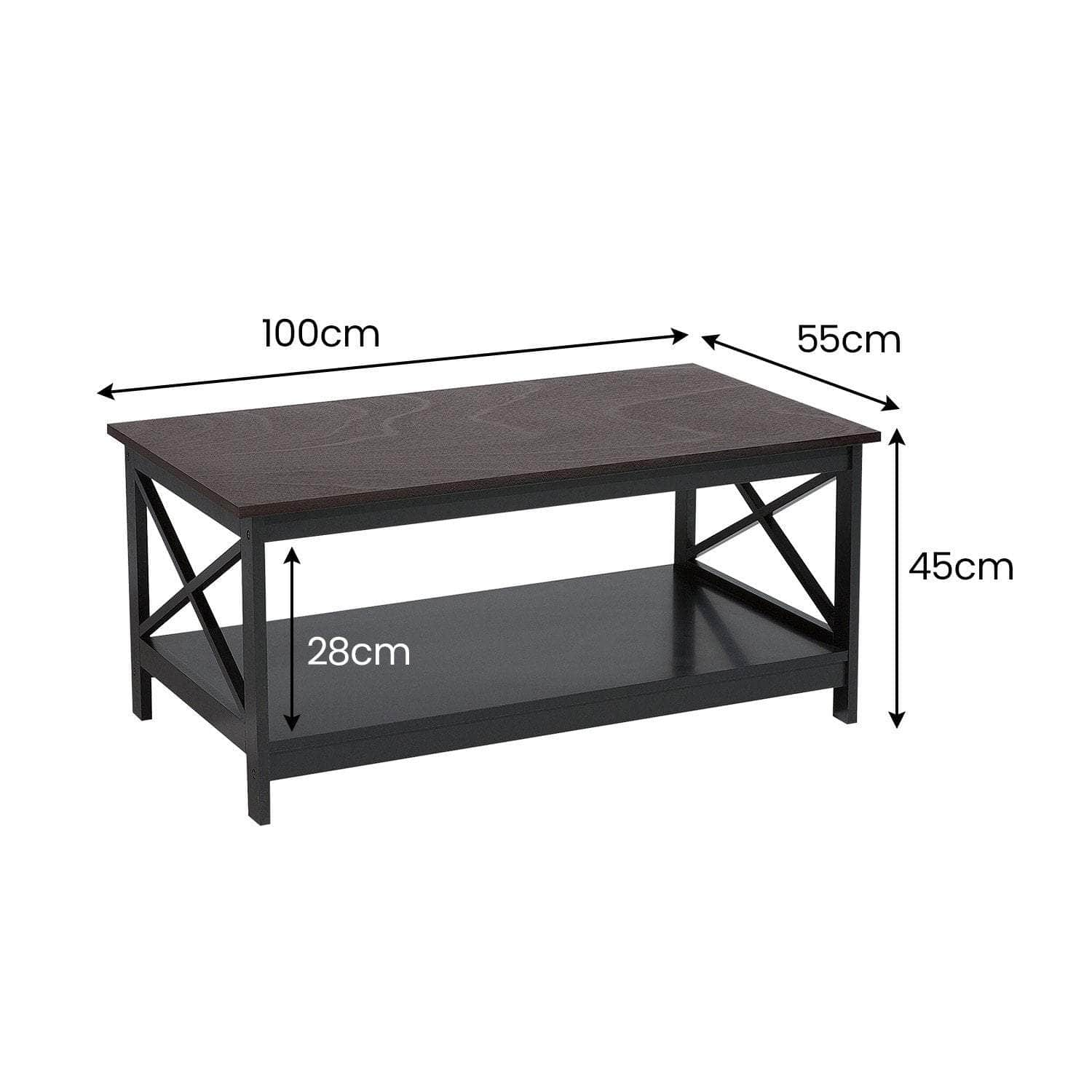 Irene Sleek Black Cross Coffee Table