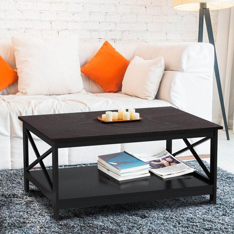 Irene Sleek Black Cross Coffee Table