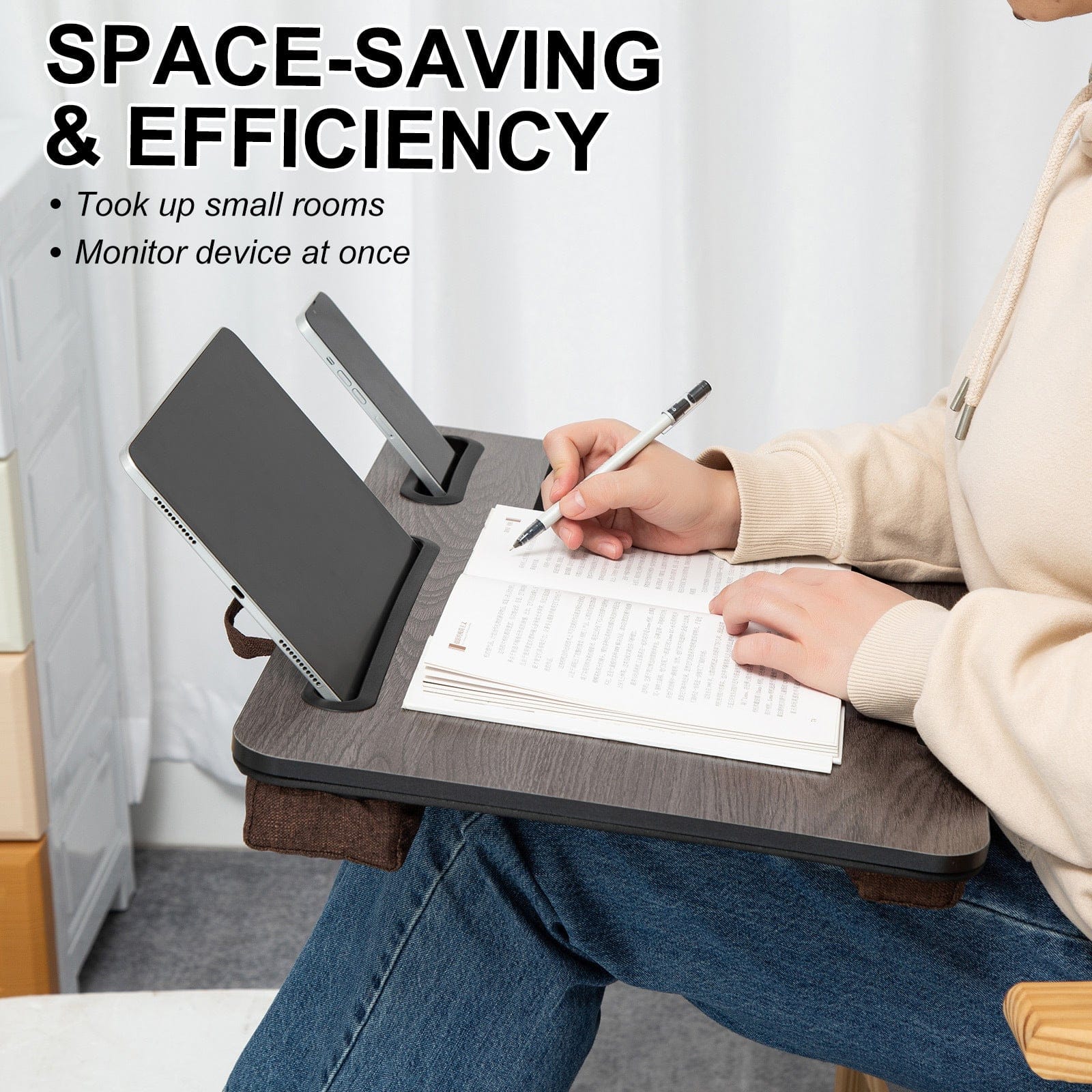 Iron Grey Oak Lap Desk Laptop Stand Cushioned Tray Phone Tablet Holder Mouse Pad with Lapdesk Mousepad - photo 16