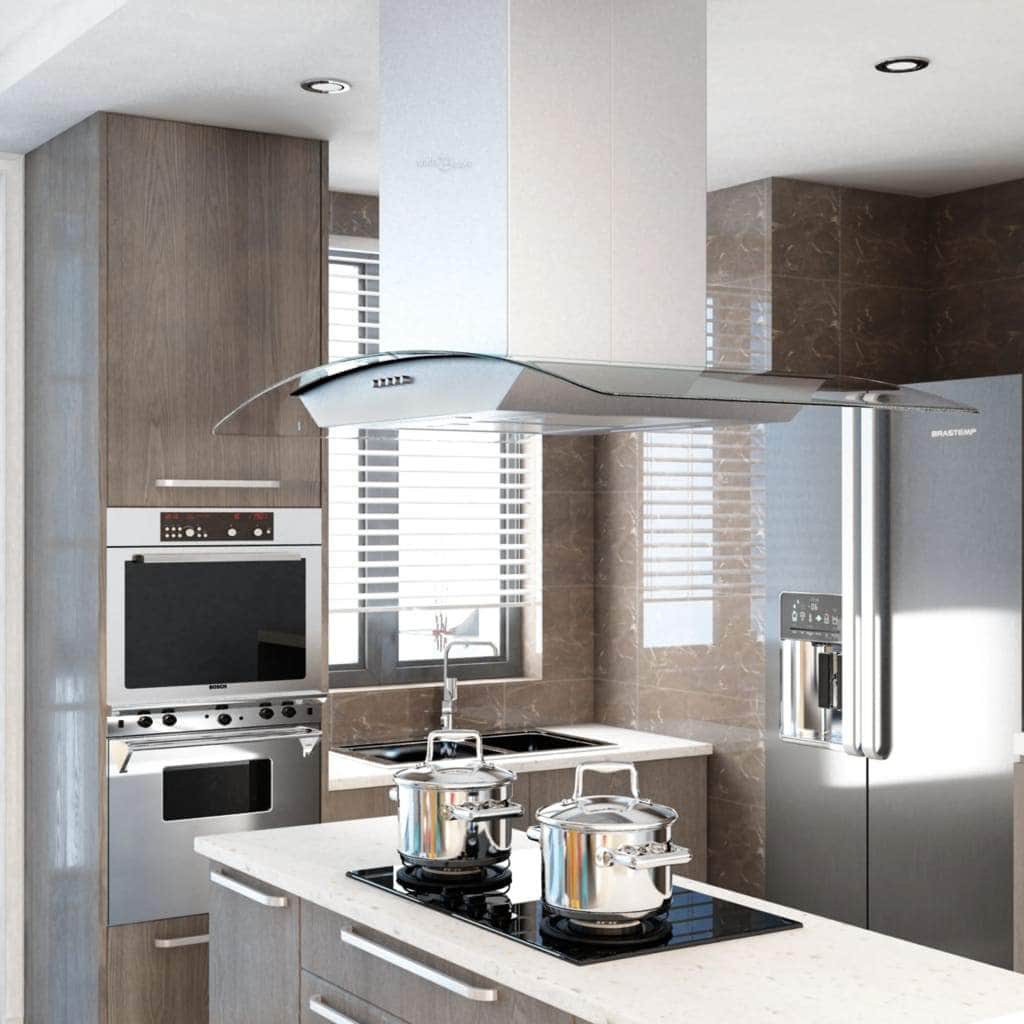 Island Range Hood 90 cm Stainless Steel 756 mÃ‚Â³/h LED