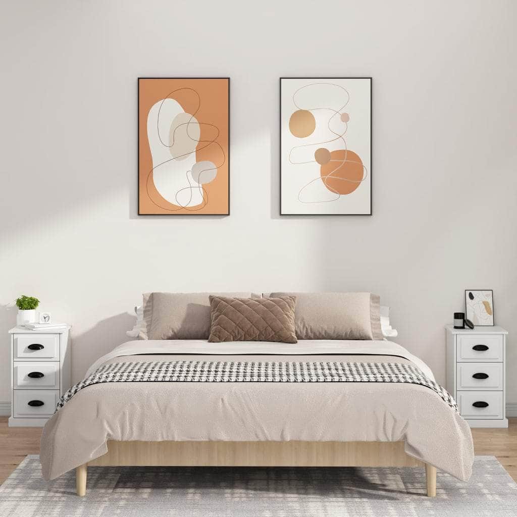 Ivory Serenity: White Engineered Wood Bedside Cabinet