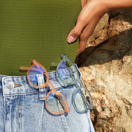 Blue Light Glasses Rounded Frame Sun Stone | Simpledeals
