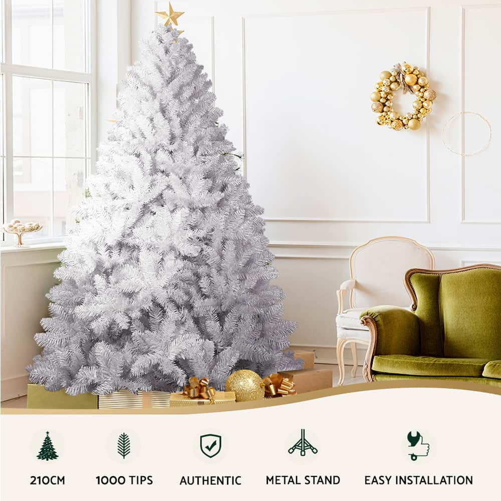 Jingle Jolly's White Christmas Tree Xmas Decorations Home Decor 2.1M 7FT