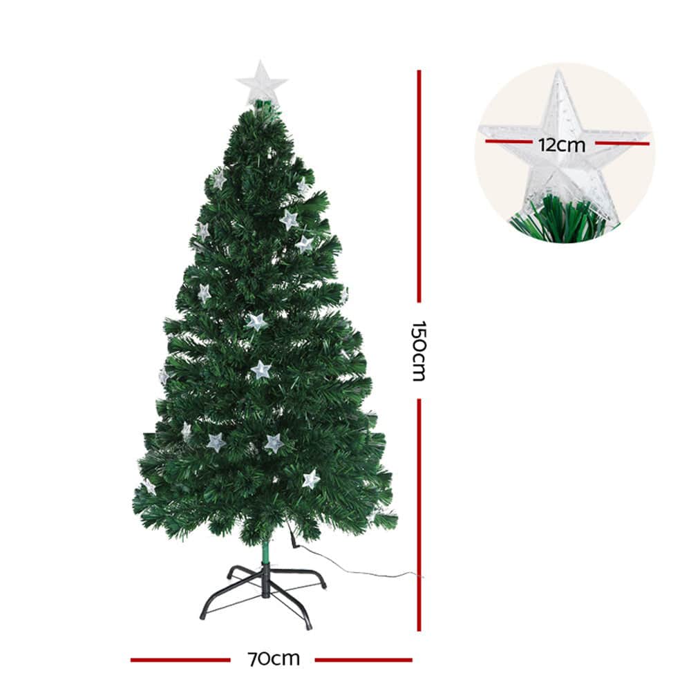 Jingle Jollys 1.5M 5FT LED Christmas Tree Xmas Optic Fiber Multi Colour Lights