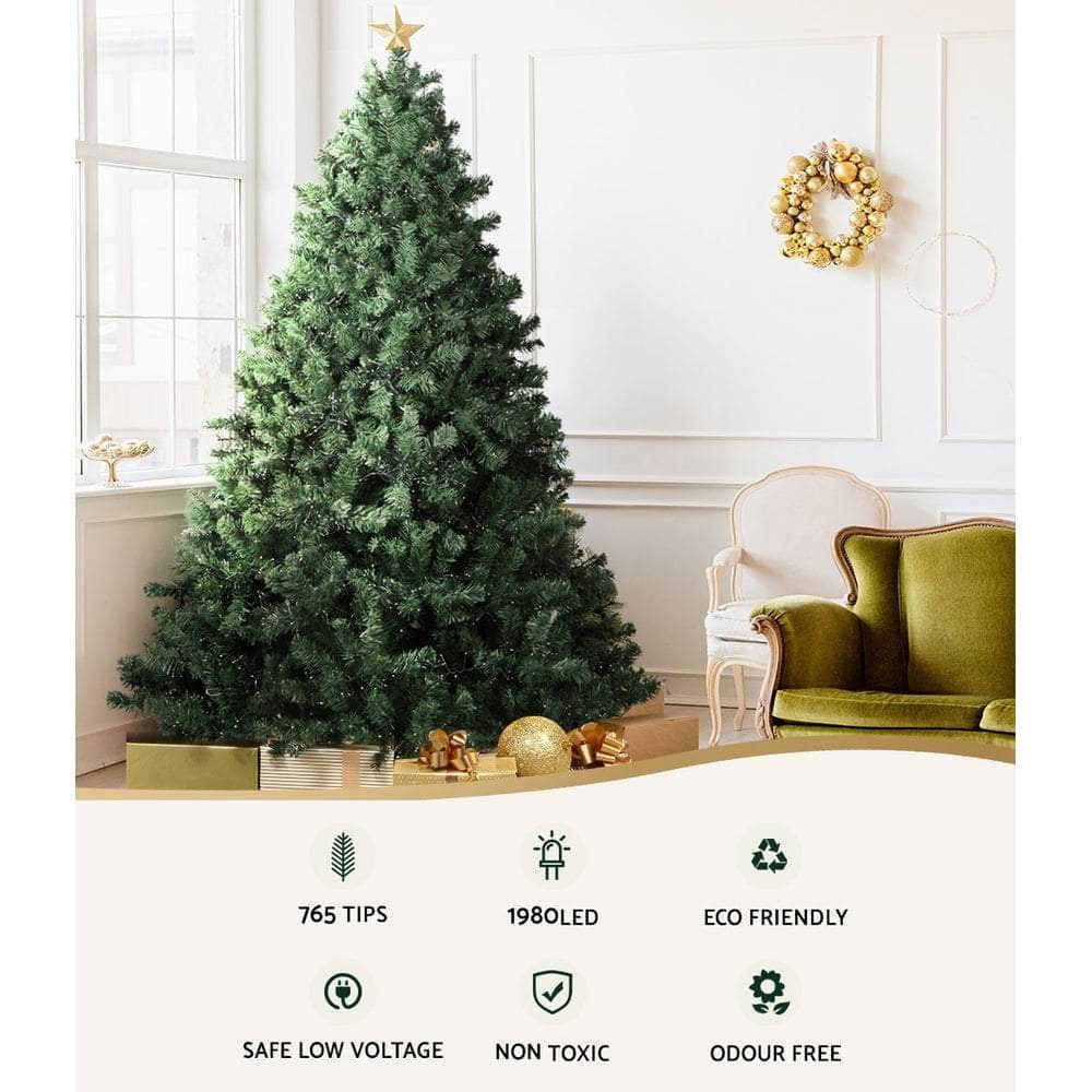 Jingle Jollys 1.8M 6FT Christmas Tree Xmas 1980 LED Lights Warm White 765 Tips
