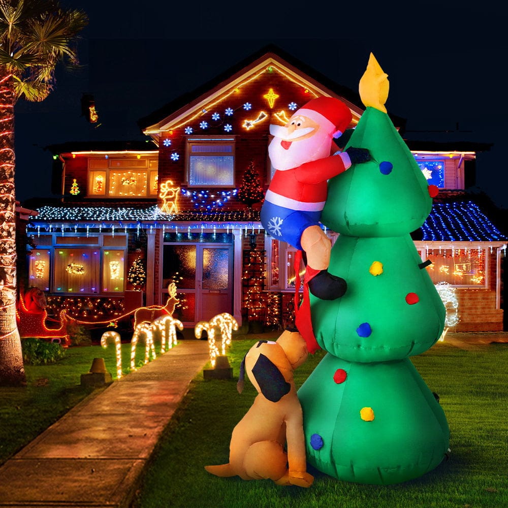 Jingle Jollys 1.8M Christmas Inflatable Santa on Tree Lights Xmas Decor Airblown - Christmas Decorations - photo 9