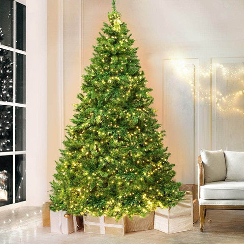 Jingle Jollys 2.4M 8FT Christmas Tree 1488 LED Lights 1488 Tips Warm White Green