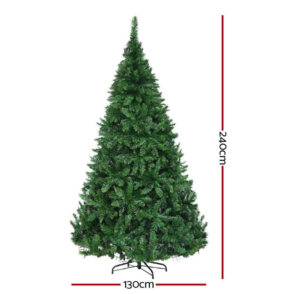 Jingle Jollys 2.4M 8FT Christmas Tree 1488 LED Lights 1488 Tips Warm White Green
