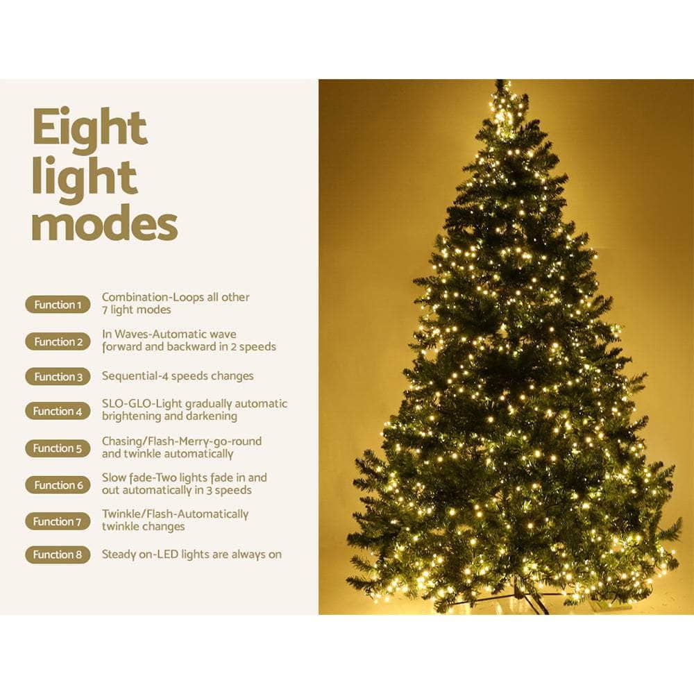 Jingle Jollys 2.4M 8FT Christmas Tree 1488 LED Lights 1488 Tips Warm White Green