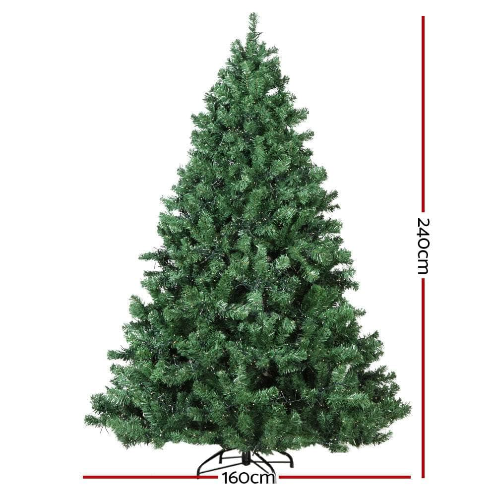 Jingle Jollys 2.4M 8FT Christmas Tree Xmas 3190 LED Lights Warm White 1436 Tips