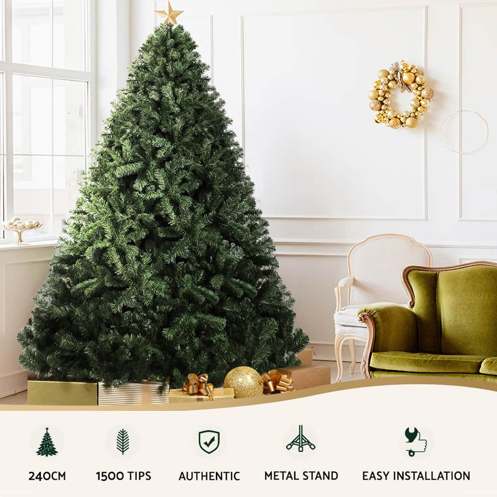 Jingle Jollys 2.4M 8FT Christmas Tree Xmas Decoration Home Decor 1500 Tips Green