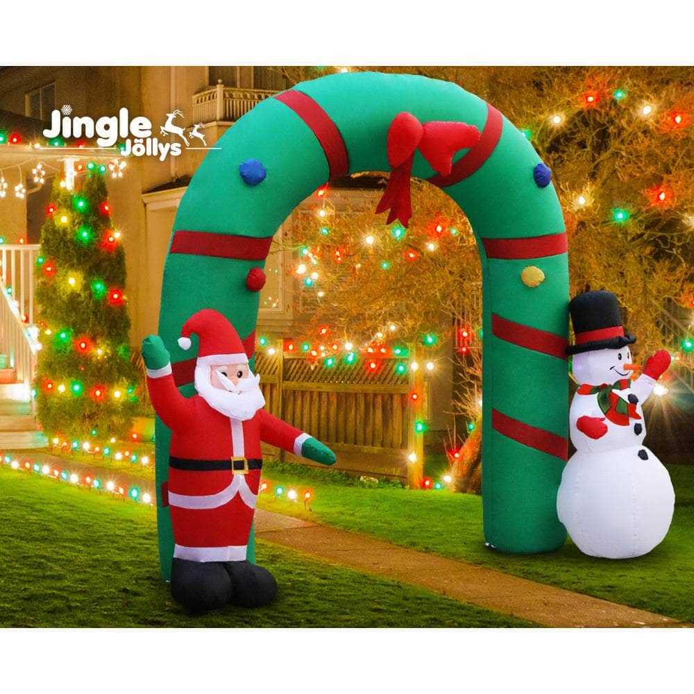 Jingle Jollys 2.8M Christmas Inflatable Giant Arch Way Santa Snowman Light Decor