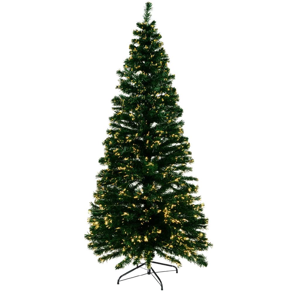 Jingle Jollys Christmas Tree 1.8M 6FT LED Xmas Fibre Optic Multi Warm White