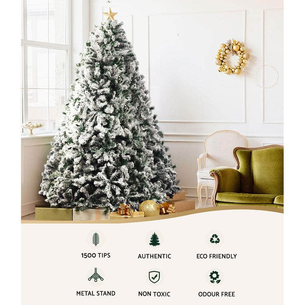 Jingle Jollys Snowy Christmas Tree 2.4M 8FT Xmas Decorations